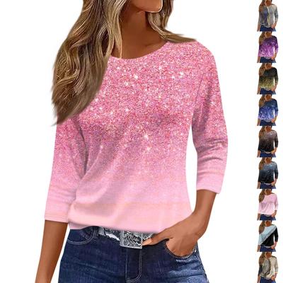 Traf 2025 Damenmode Lässig Rundhals 3/4-Ärmel Locker Bedrucktes T-Shirt Damen Oberteil Kleidung Für Frauen Shirt Für Frauen