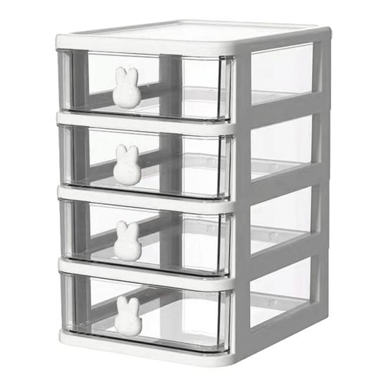 Aufbewahrungsbox Kunststoff Schublade Schreibtisch-Organizer Klar Mehrschichtig Schreibtisch-Aufbewahrungsbox mit Hasen-Griffen Große Kapazität Bürobedarf