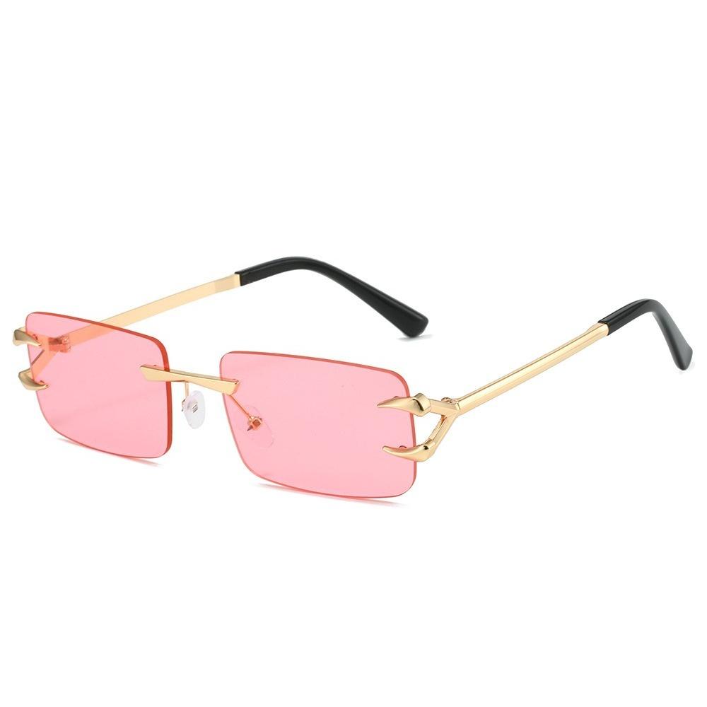 New Frameless Sunglasses Fashion Square Ocean Colored UV Protection Trendy Lightweight for Men Women