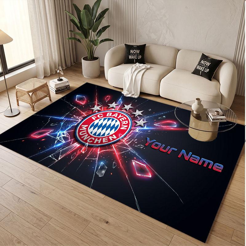 Custom Rug Bayern Munich Pattern Print Name Text Soft Non‑Slip Floor Carpet for Home Indoor Decoration