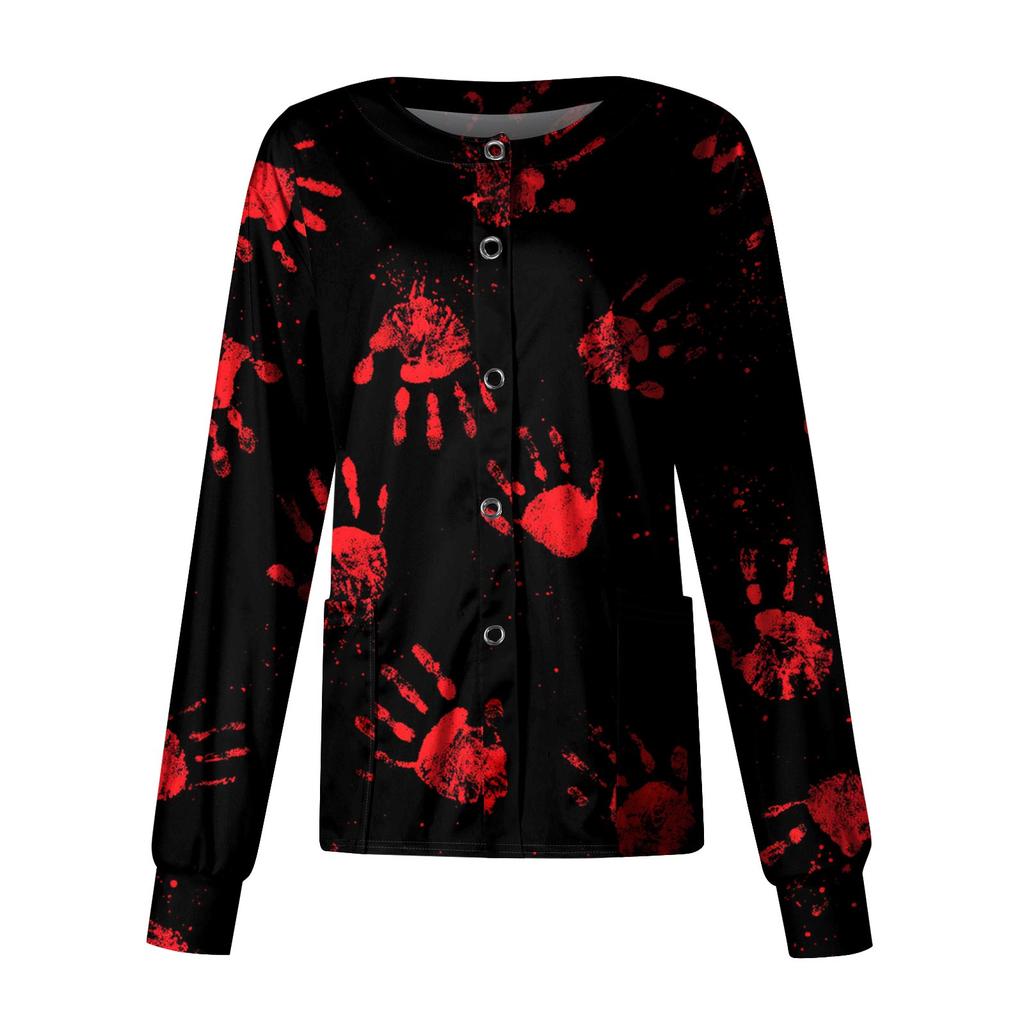 Women's Casual Long Sleeve Single Breasted  Printed Dry-nurse Top