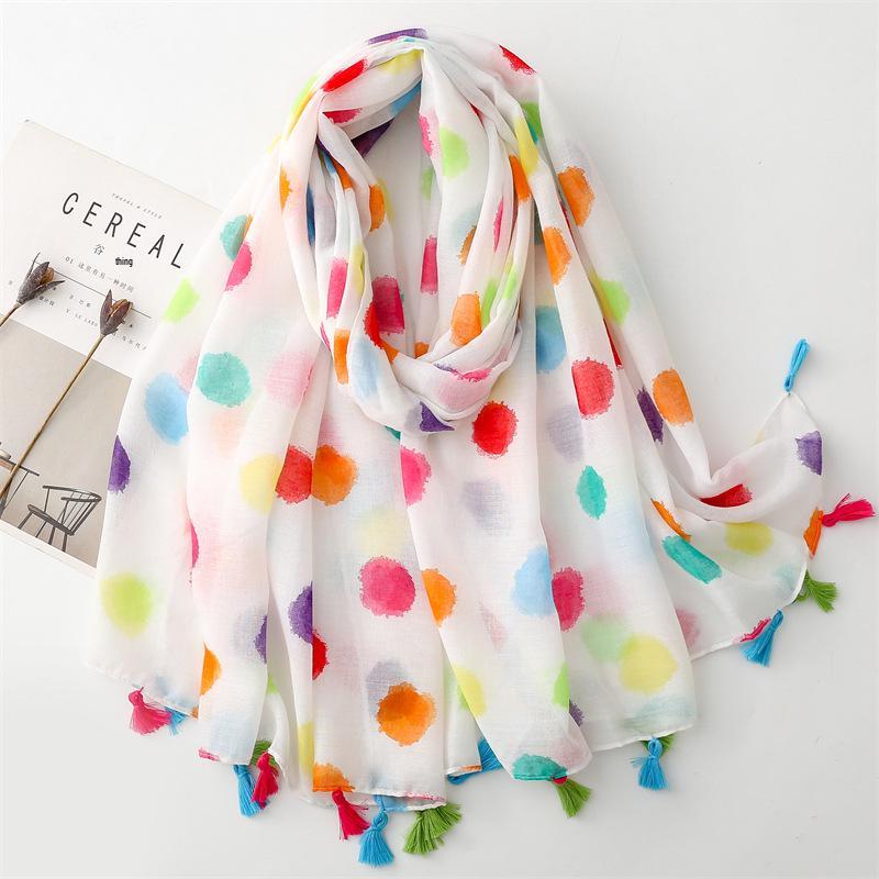 Yitao Women's Ethnic Cotton-Linen Scarf: Orange Wheat Ear Tassel Design, Ideal for Travel, Beach, or Shawl Use