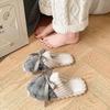Cute bow cotton slippers women's plush autumn and winter new indoor furniture non-slip thick-bottomed fluffy slippers