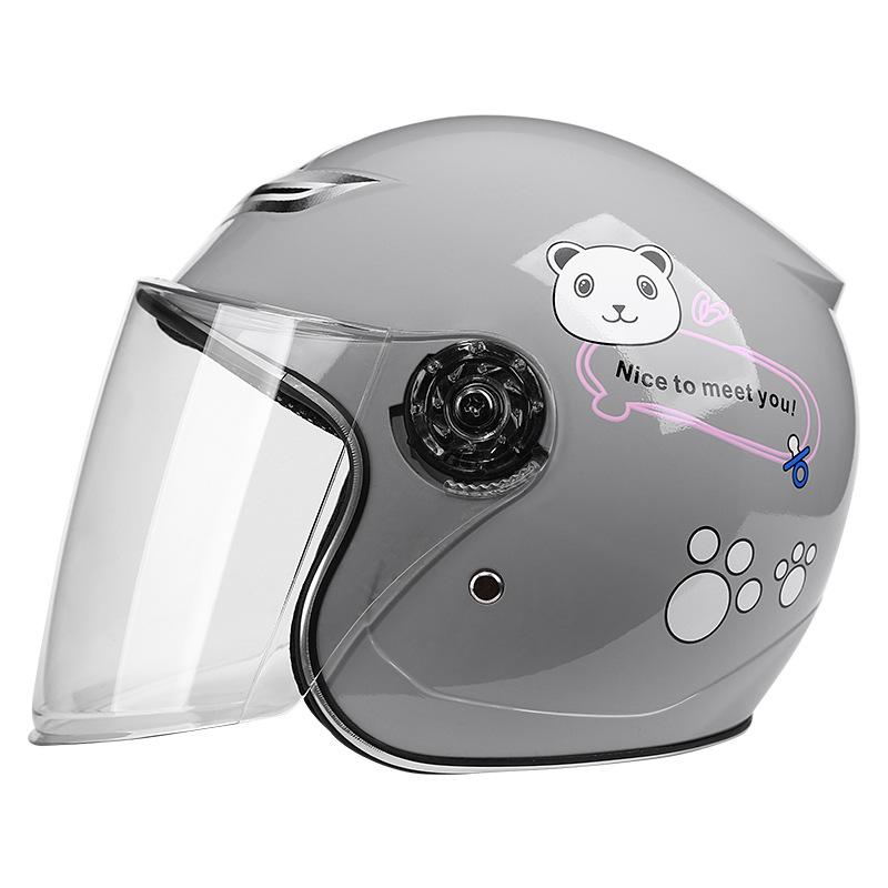 

Motorcycle Helmet Electric Vehicle Helmet Cycling Safety Helmet Unisex Children s Half Helmet светло-серый