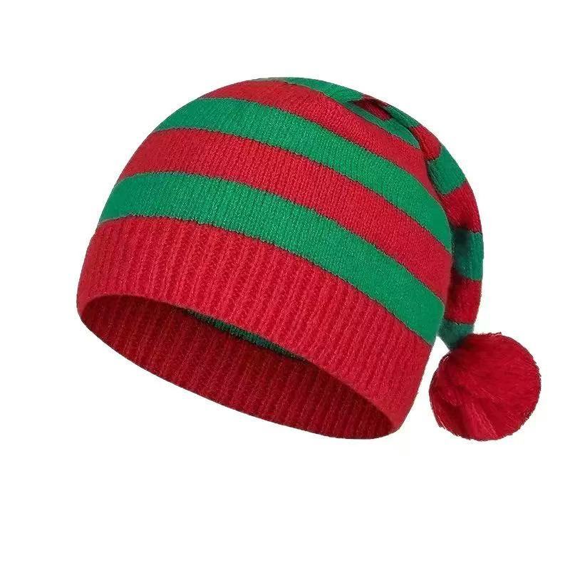 

1pc Cosplay Santa Hat Christmas Xmas Party Beanie Hat Red Knitted Stocking Skull Cap for Adult Women Men,suitable for Christmas 24x30cm