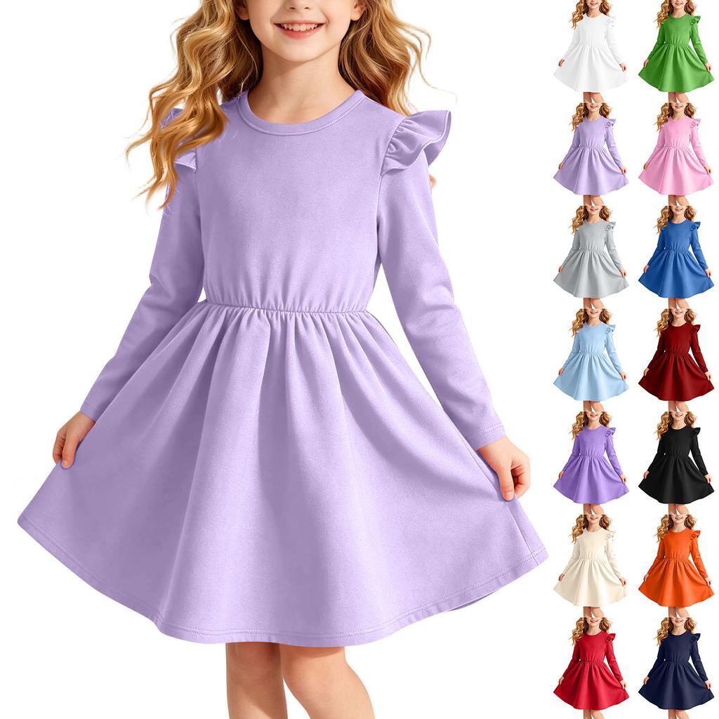 Abito da bambina alla moda a maniche lunghe per l'uso quotidiano casual