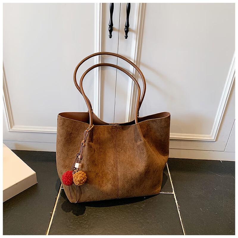 REWELL Women's Suede Casual Commuter Tote Shoulder Bag