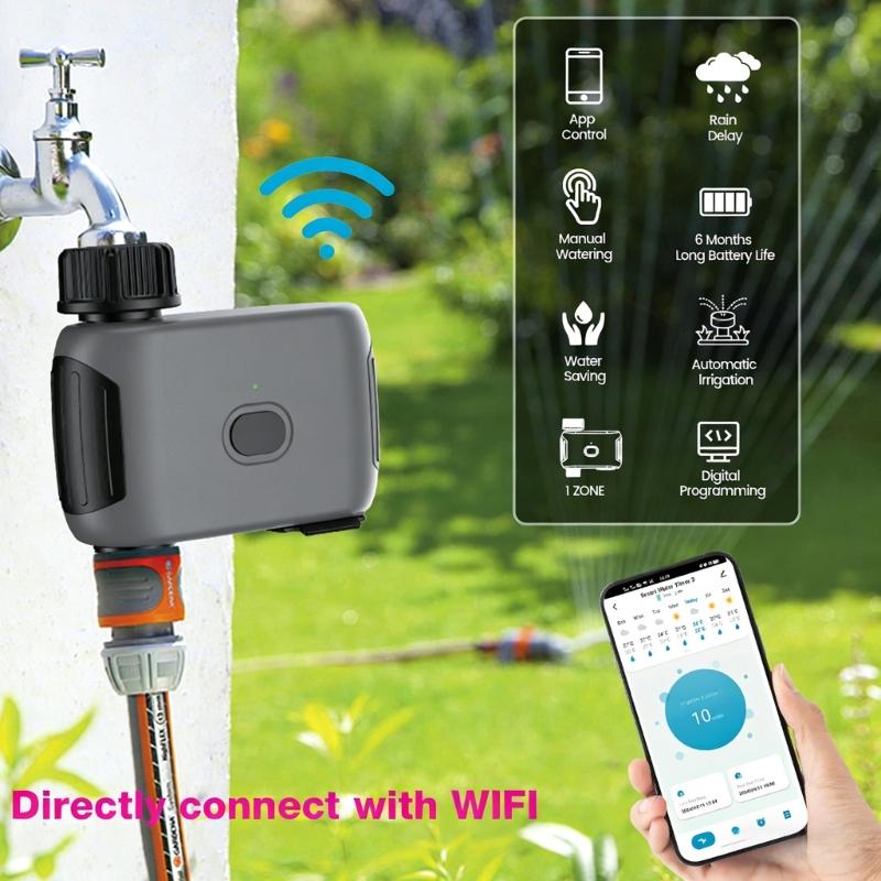 Automatic Wireless Sprinkler Timer WiFi Connection Plant Water Timer For Outdoor Yard Swimming Pool Watering Systems