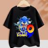 Sonics T-shirt for Children Cartoon A-Z Letter Tee Top Round Collar Clothing Summer Short Sleeve Kids Anime Partern Clothes Gift