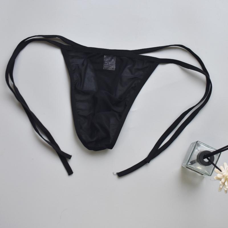 Sexy Men Thong Transparent Mesh Underwear Ultra-Thin Breathable Underpants Low Rise Briefs Lingerie Summer Quick-Drying Panties