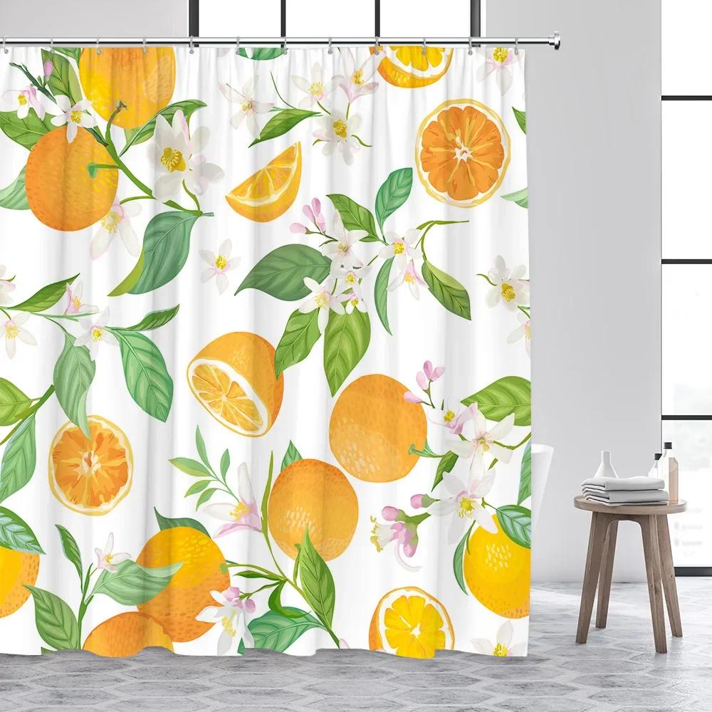 Tropical Fruits Shower Curtains Red Strawberry Lemon Pineapple Blueberry Cherry Bath Curtain Polyester Bathroom Decor With Hooks