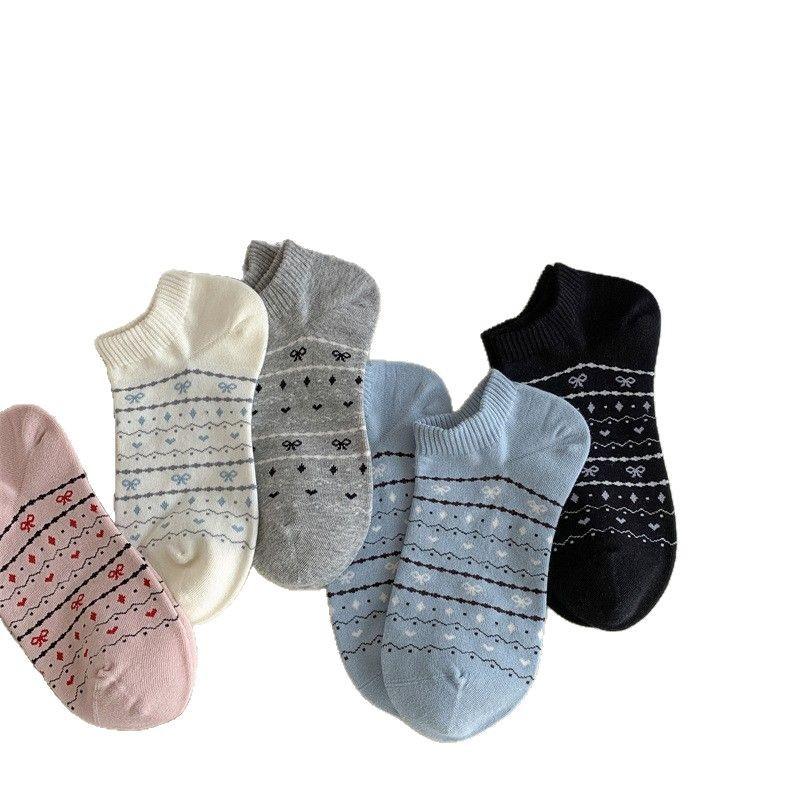 Spring and Summer Socks for Women, Pure Cotton Boneless Short Socks, Versatile, Simple and Trendy Socks, Boat Socks, Shallow Mouth, School Style