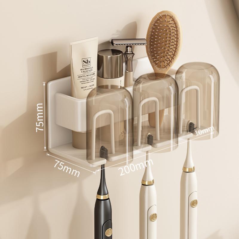 Wall Mounted Toothbrush Holder Aluminium Alloy Toothpaste Rack Without Drilling Space Saving Bathroom Household Shelf Accessorie