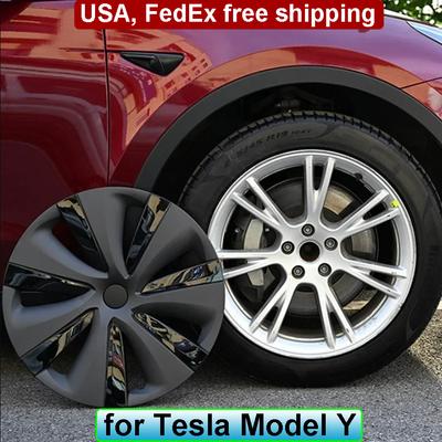 4 szt. 19-calowych kołpaków na piasty kół do modelu Tesla Y Zestaw kołpaków na piasty kół Pełna osłona obręczy Model Y 2023 2022 Akcesoria dekoracyjne nadwozia