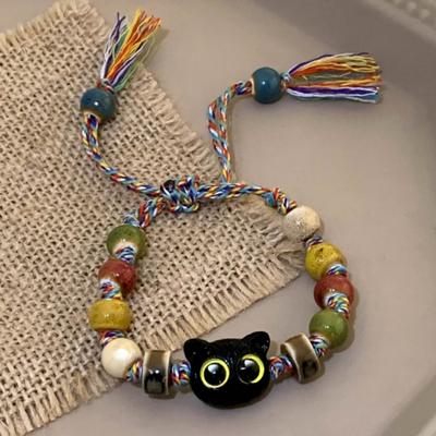 Cat Ceramic Bracelet Female Color Beaded Bracelet Net Red Tide Take Advanced Jewelry.