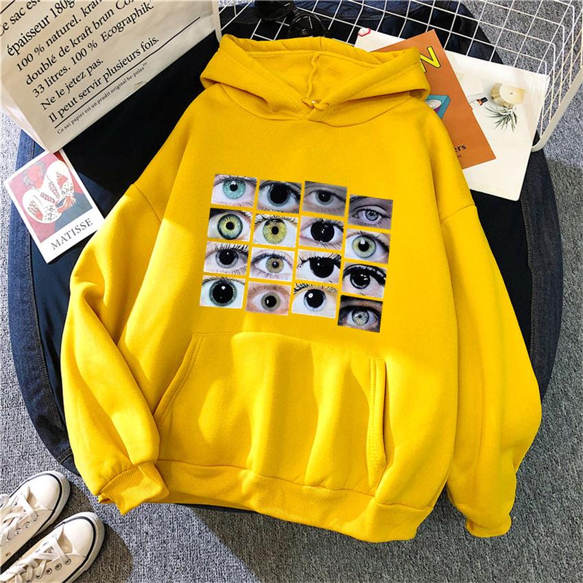 Womens Hoodie Eyes Print Harajuku Funny Pullover Streetwear Harajuku Hoodies Women Hip Hop Fleece Sweatshirt Y2K Unisex Clothes