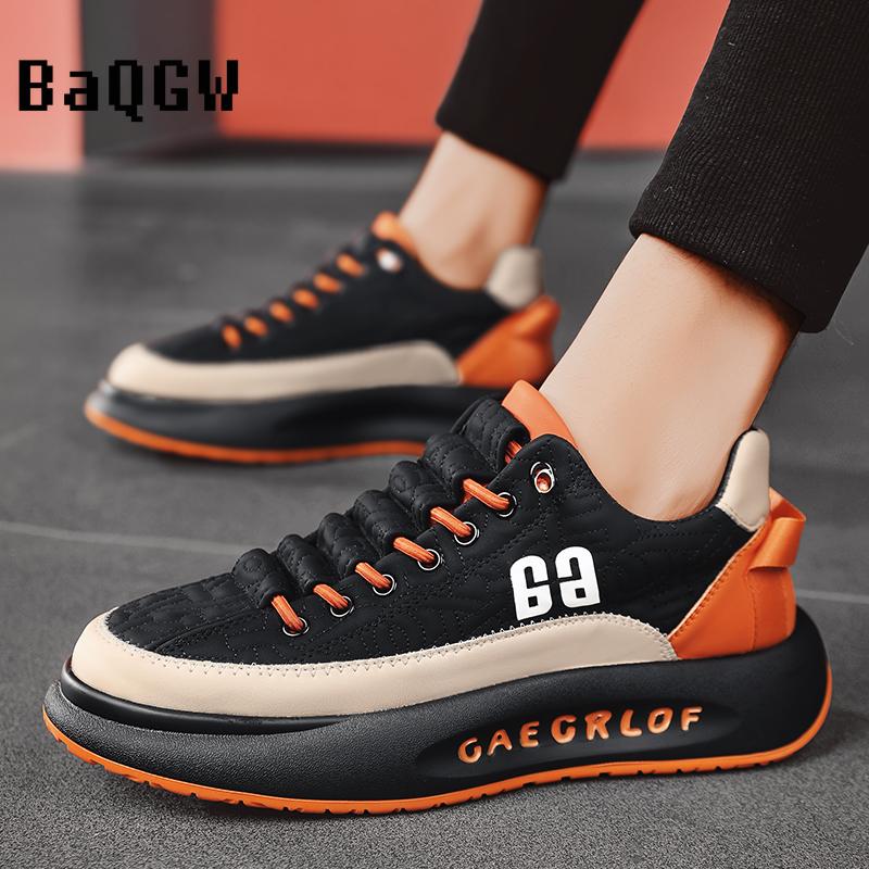 Contrast Color Designer Men Sneakers Shoes Tennis Sports Leather Autum Non-slip Walking Shoes Vulcanized Casual Shoe for Male