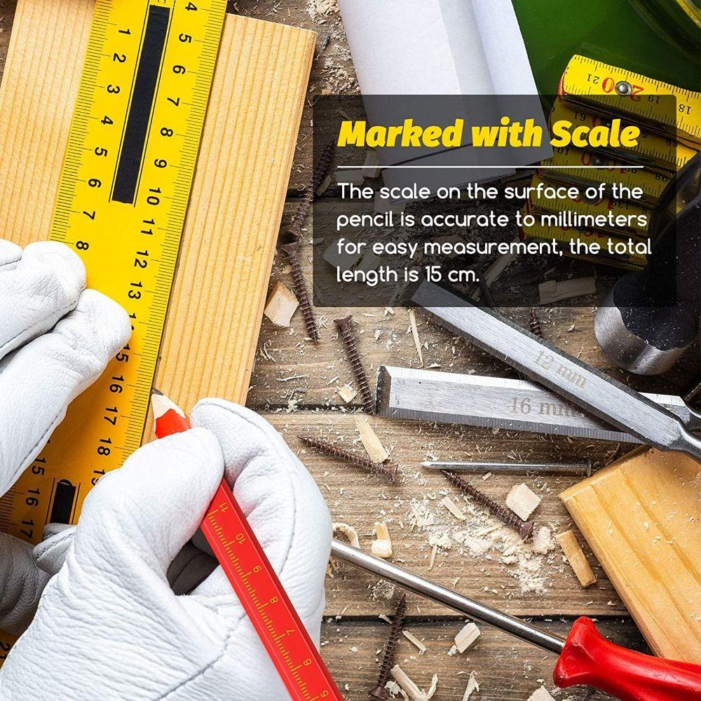 10PCS/Set With Scale Carpenter Pencils Blue Red Lead Marker Pencil Creative Marking Scriber  Gift