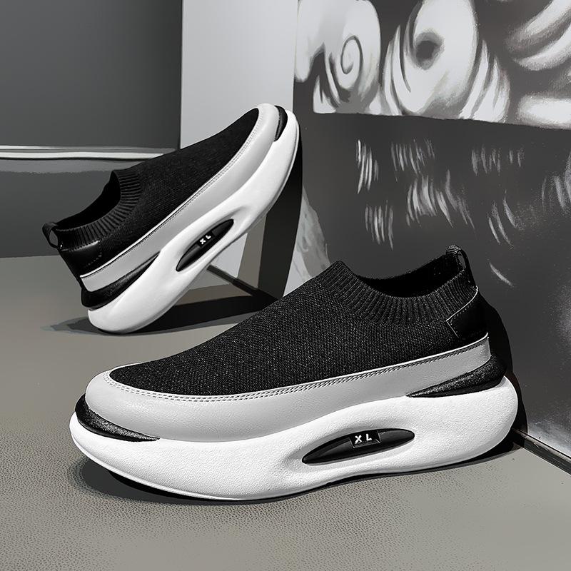 Men Socks Breathable Mesh Running Shoe Summer Sports Shoes Black Slip-On Slip-Ons Men's Casual Driving Shoe Suitable for Outdoor