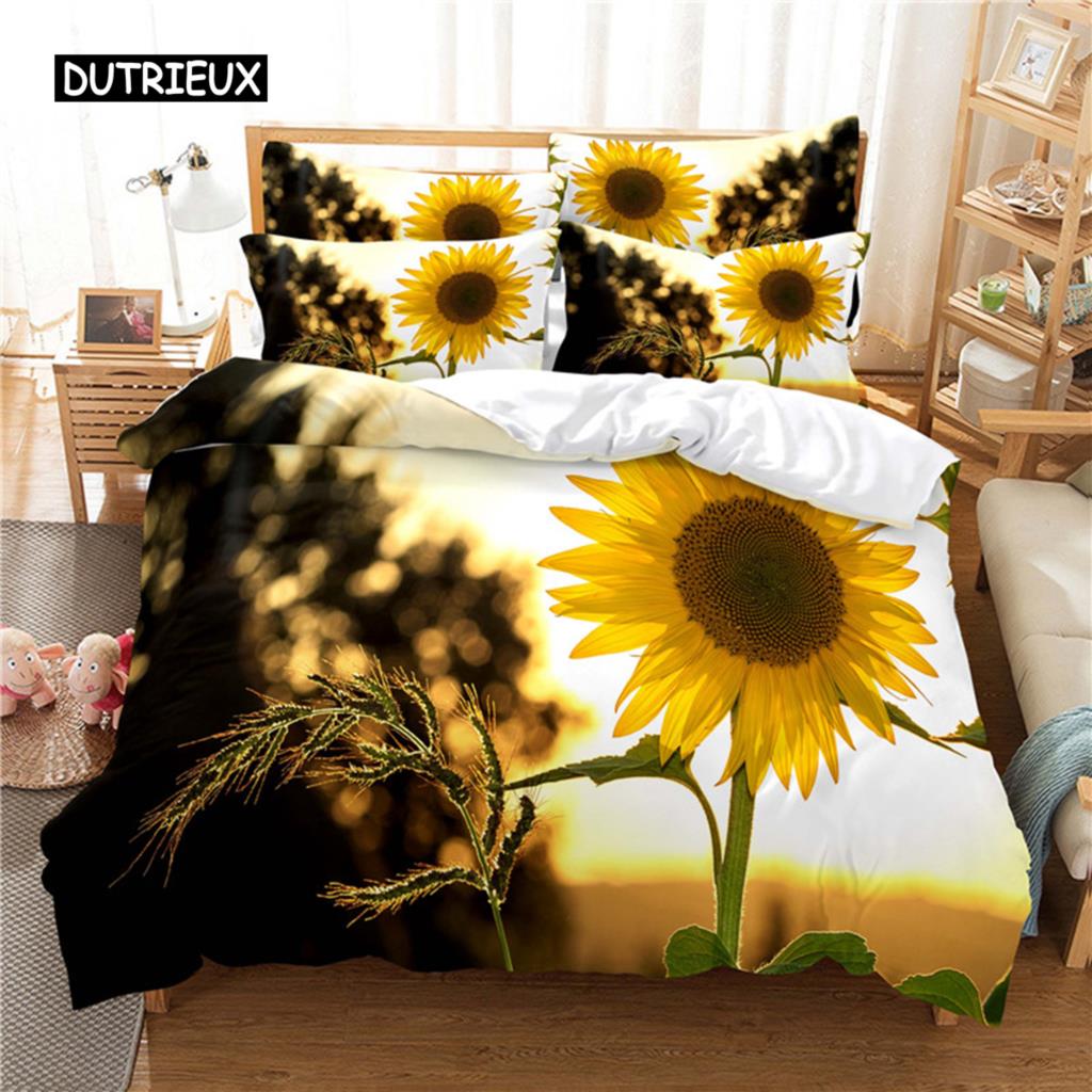 Beautiful SunFlower Bedding Set Duvet Cover Set 3d Bedding Digital Printing Bed Linen Queen Size Bedding Set Fashion Design