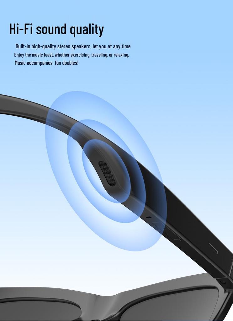 F02 Smart Bluetooth Audio Sunglasses: Ultra-light, Fashionable Sun & Eye Protection for Music, Sports, Cycling & Navigation