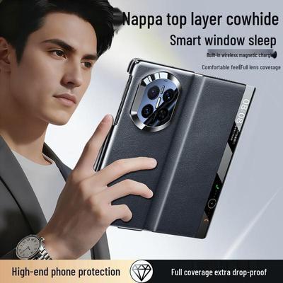 TWICEVERSE Genuine Leather Flip Case for Huawei Mate X7 / X7 Collector's Edition