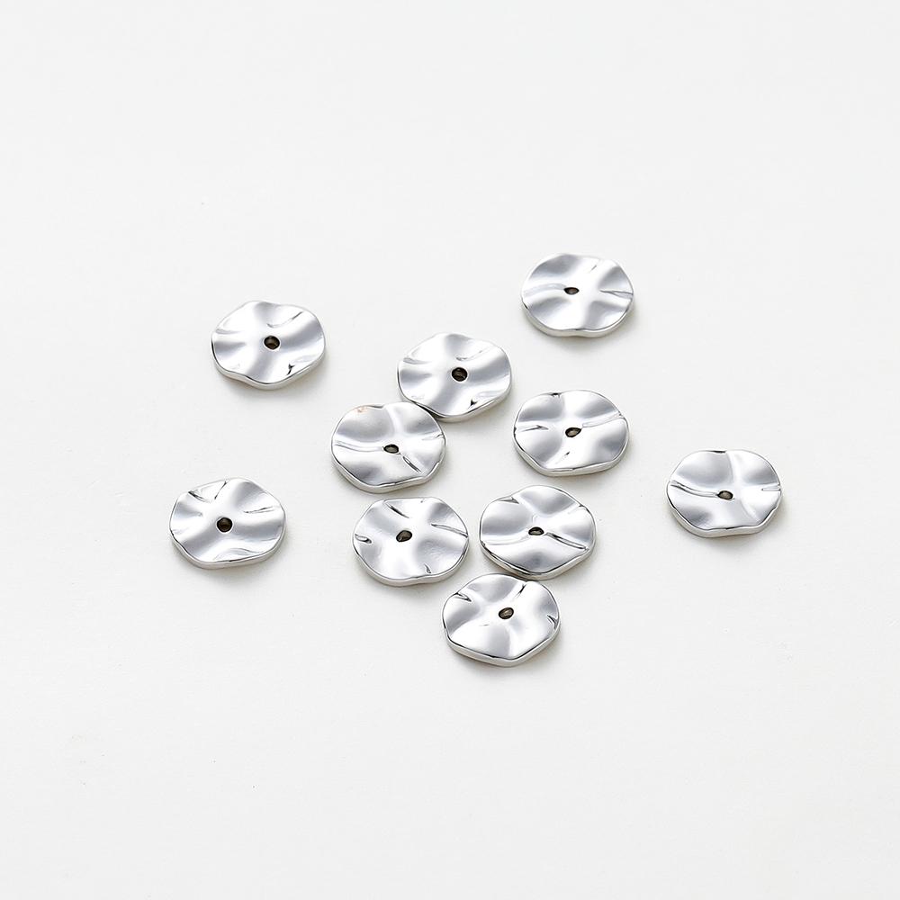 30pcs/lot 14K 18K Gold Plated 4 6 8mm Flat Round Metal Spacer Beads Wave Necklace Beads For Earing Bracelet Jewelry Components