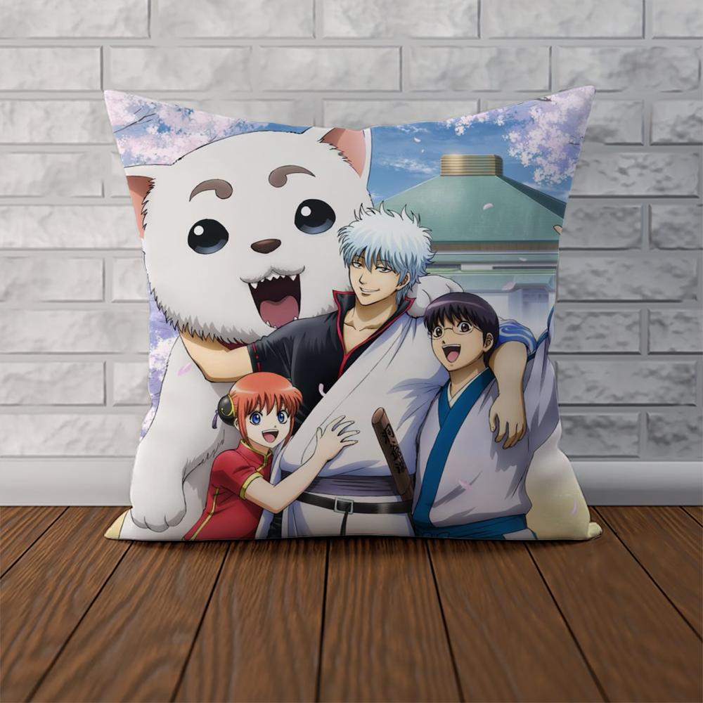 Gintama Animationskissenbezug für Auto Sofa Dekoration Zuhause Zweiseitiger Druck Plüsch Quadratisch Wurfkissen Kissenbezug