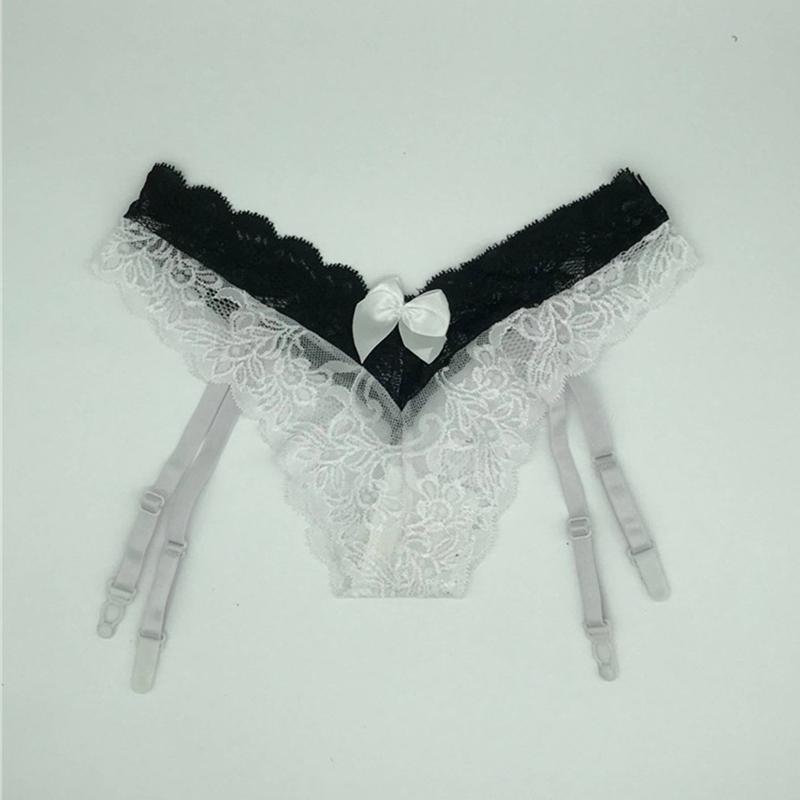 Women Sexy Lace Transparent Garters Belt Seamless Intimate Underwear Pearl Massage Panties With Suspender Belt For Stockings
