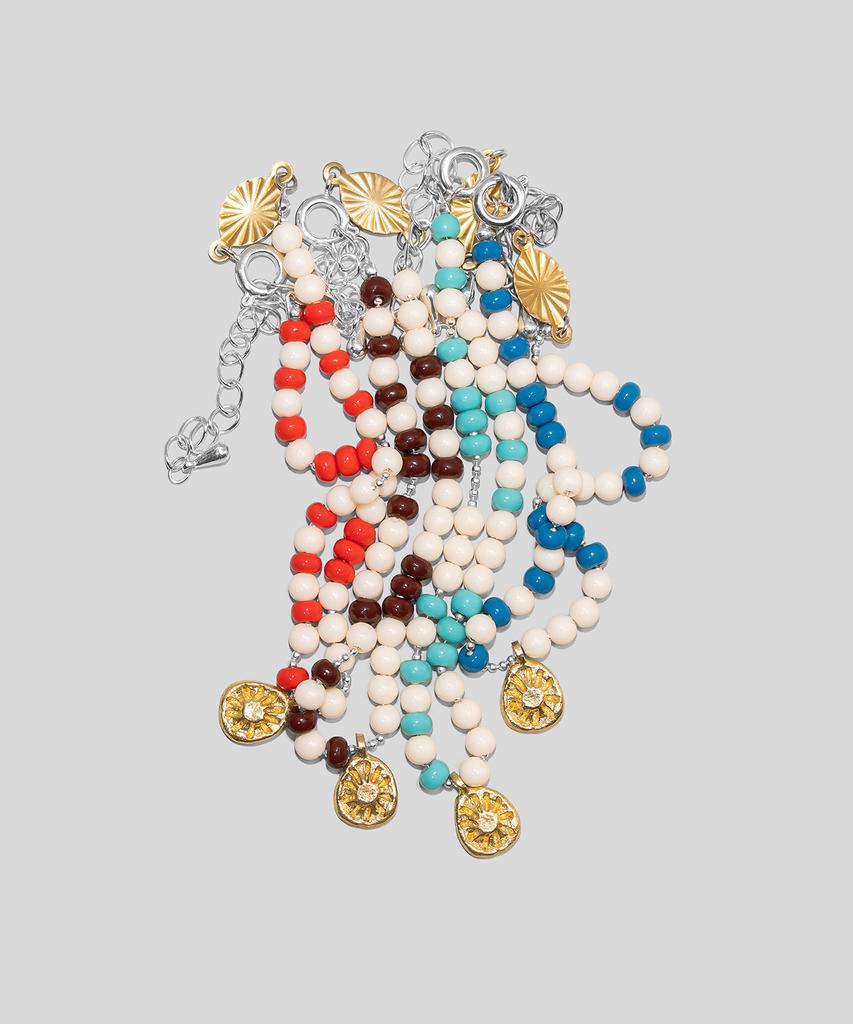 Armo Sunburst Bracelet (Cream + Red)