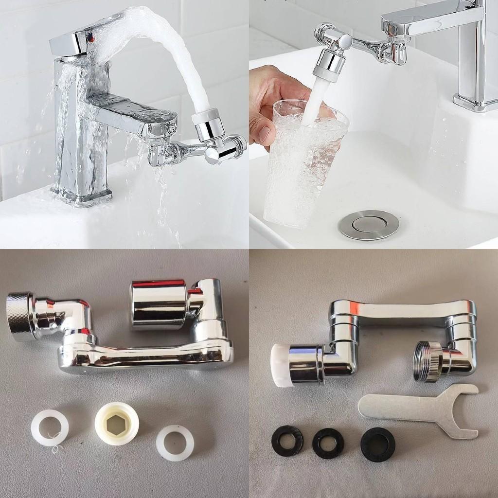 Copper Mechanical Arm Faucet Extender 1080 Rotating Face Basin Foamer Multi-function Splash-proof Water Nozzle