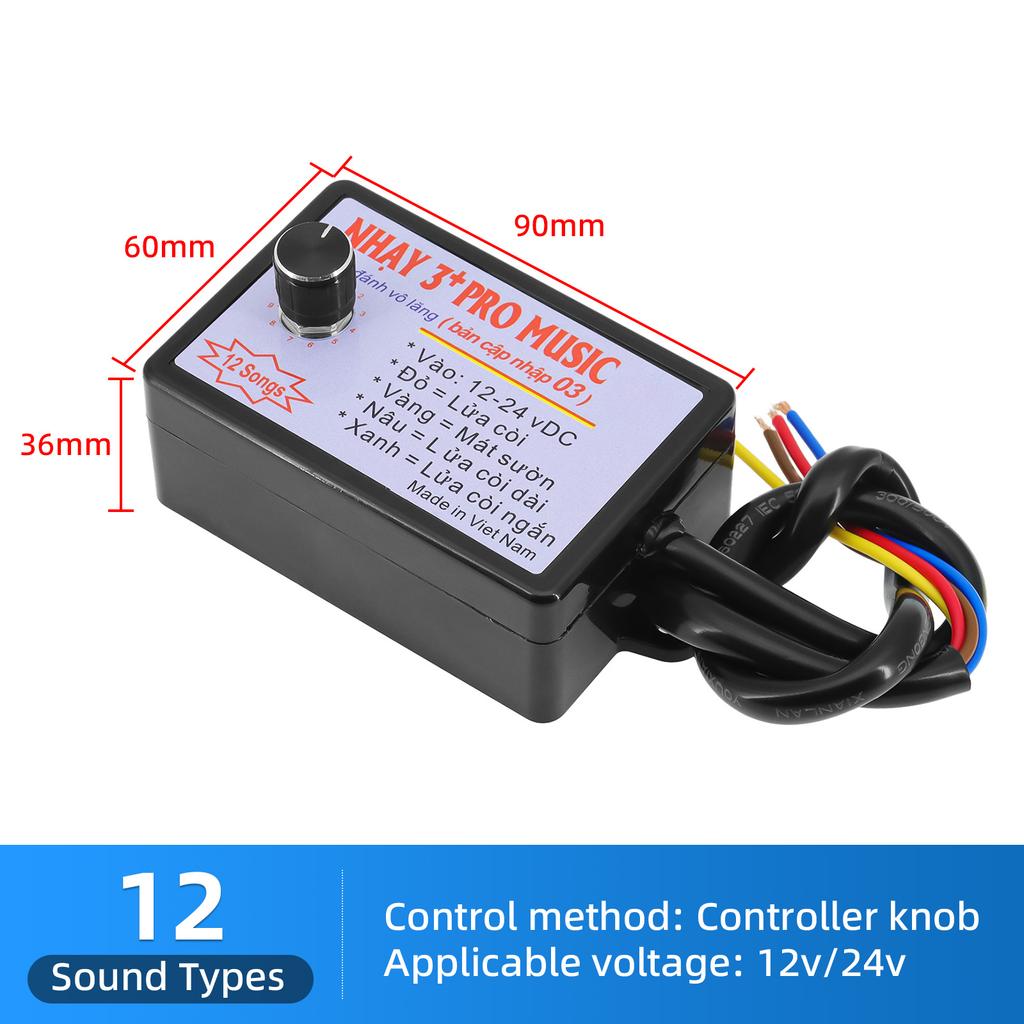 8 Sounds Musical Electronic Horn Controller 3+ Pro Music Rapid Horn Relay 12-24V 8Tones 12 Tones Horn for All Car Motor Truck