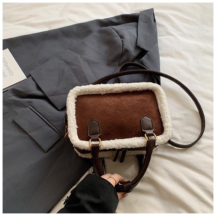 Ielgy Fashion Pillow Bag Autumn Winter Plush Portable All-Match One-Shoulder Messenger Bag