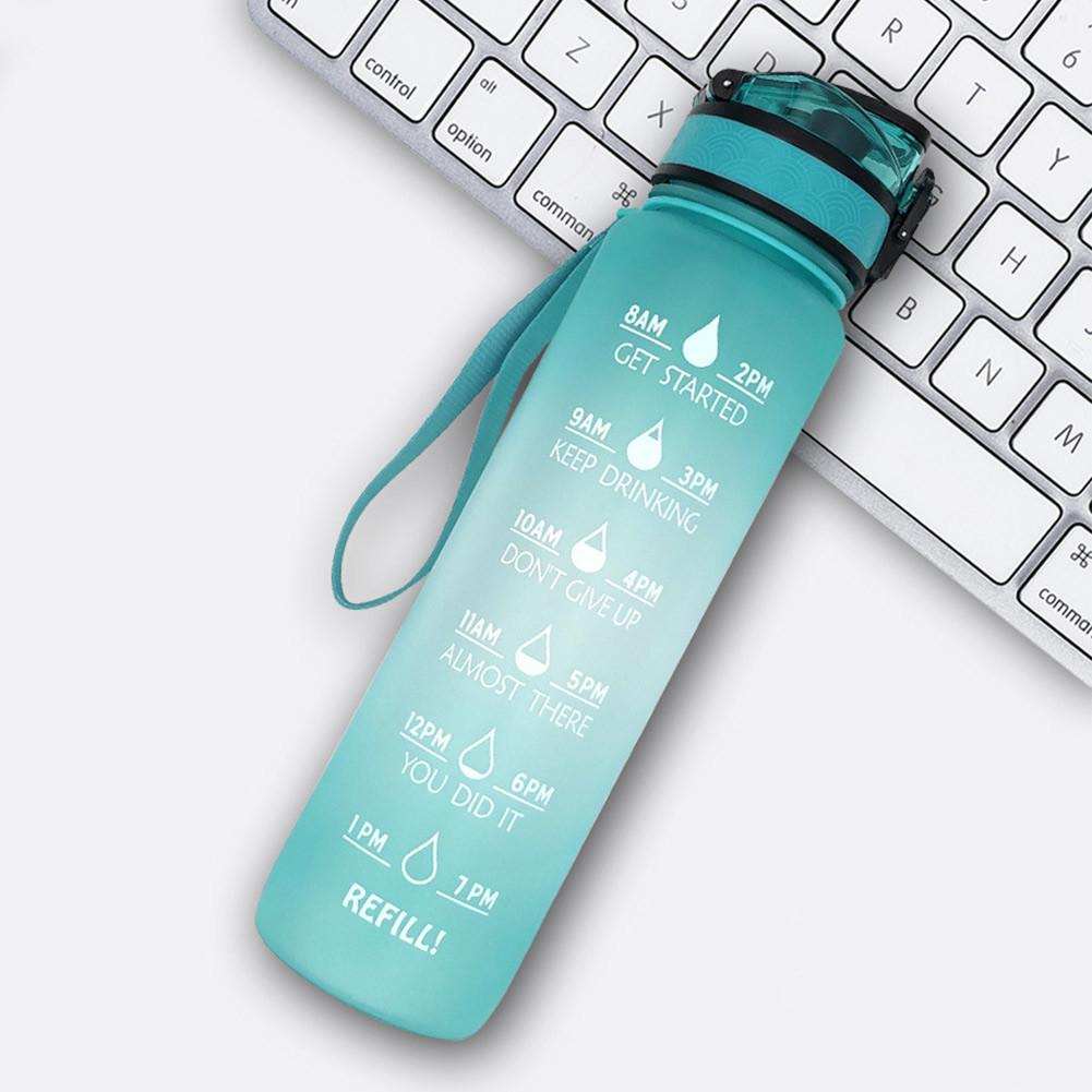 Sport Water Bottle with Time Marker Leakproof Bottle Frosted Water Bottle Space Cup