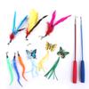 11pcs/set Feather Cat  Toys Colorful Feather Cat Teaser Exerciser Cat Wand Interactive Tools