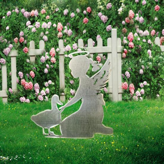 Pet Memorial Garden Stake Guardian Angel with Pet Garden Decor Outdoor Cat Dog Memorial Sign for Pet Owners Yard Art Decoration