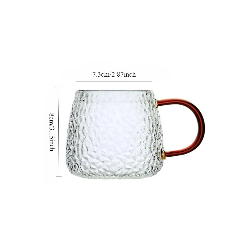 

330ml Household Large Capacity Hot Tea Mug Creative Water Cup Hammer Pattern Glass Cup Heat Resistant Coffee Cup Holiday Gifts 1pcs