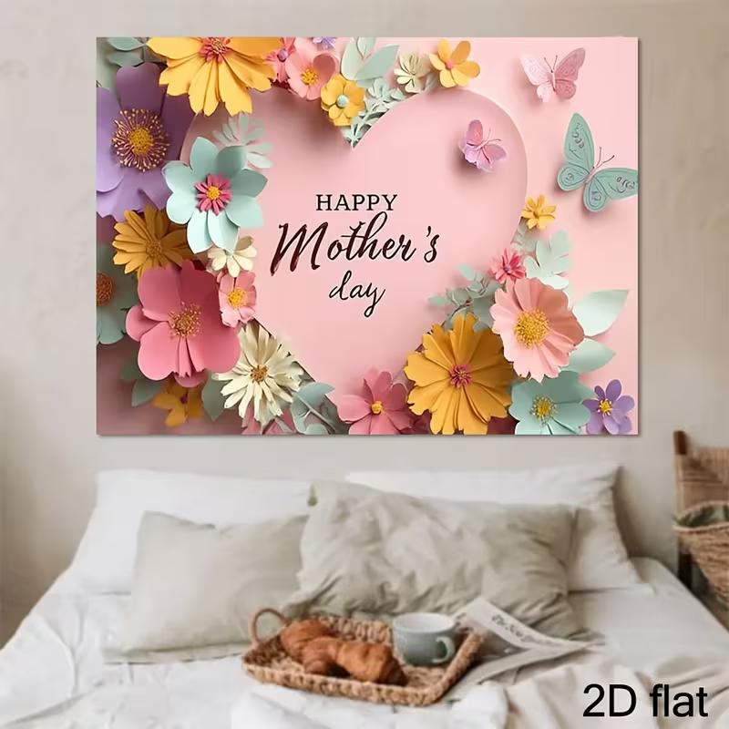 2D Mother's Day Backdrop Pastel Floral Themed Party Background Banner