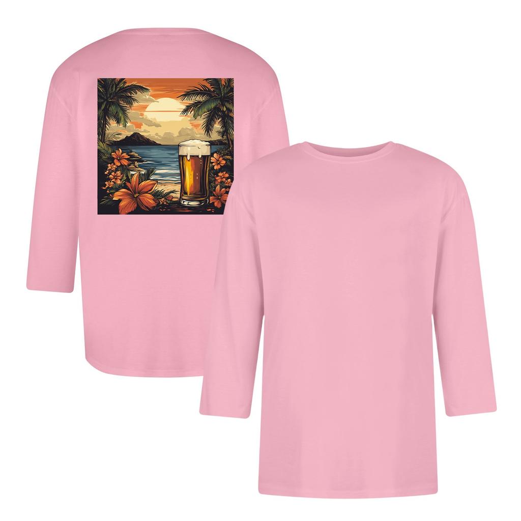 Herren lässiges und modisches bedrucktes Kragen Dreiviertelarm Top T-Shirt