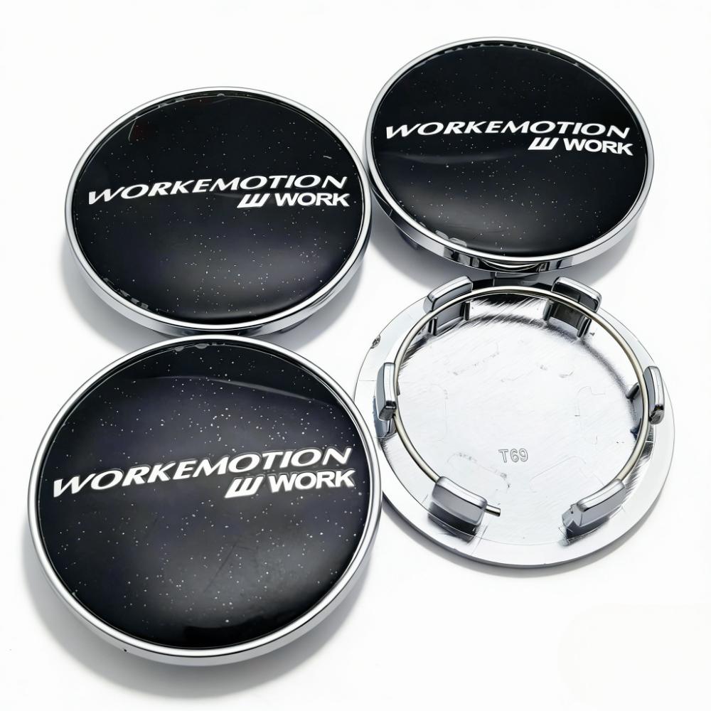 4pcs JDM W Work Emotion Logo Emblem Car Wheel Center Caps 69MM Clips 56MM Wheels Hub Cap Rim Hubcaps Dust Cover Car Accessories