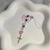 Cute Heart Cross Bead Pendant Phone Straps Lanyard Pocket Keychain Strap Backpack Charm Car Keys Decoration Chain