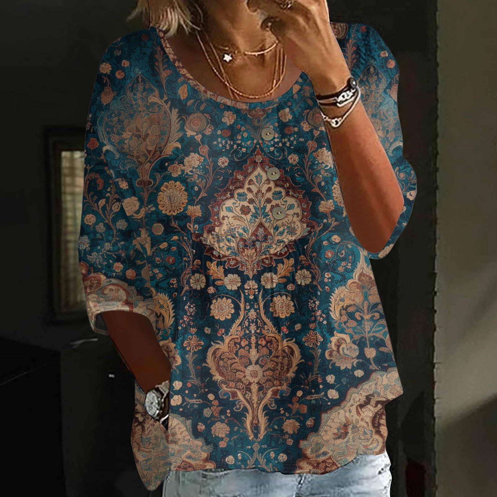 

Льняные рубашки для женщин с рукавом 3/4 на пуговицах с V-образным вырезом, летние топы, нарядные повседневные милые рубашки S