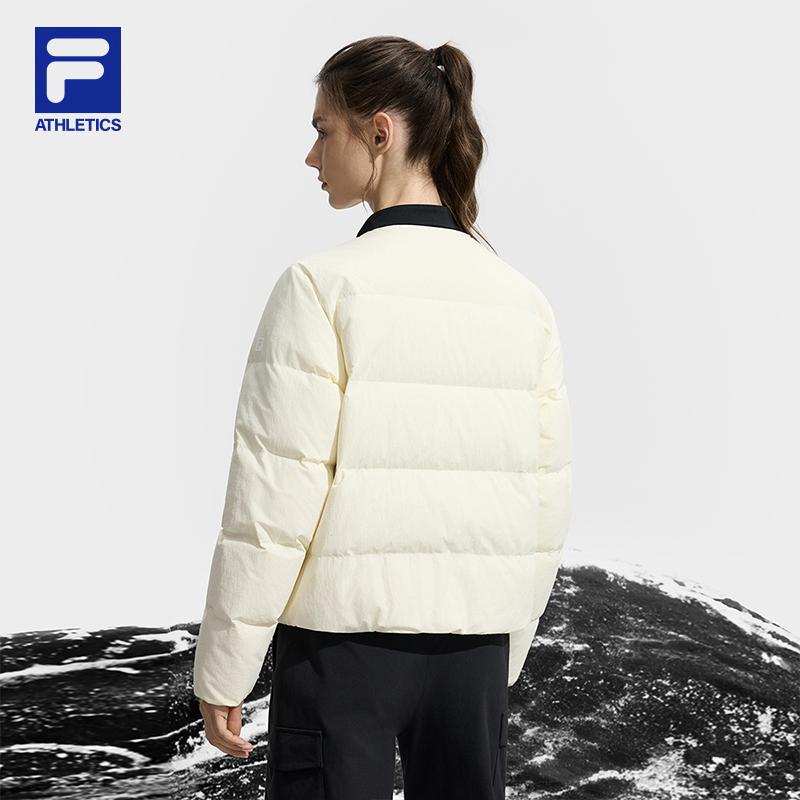 FILA Explorer Minimalist Lightweight Warm Outdoor Woven Down Jacket Women outerwear Dew-White A11W547903FIV