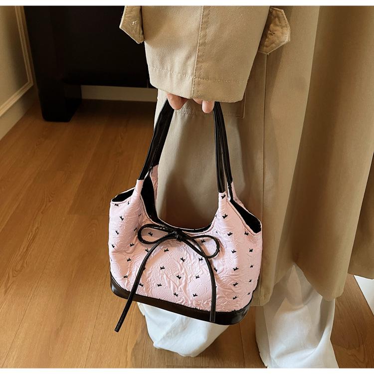 Korean Style Bow Underarm Handbag - 2025 Fashionable Women's Casual Shoulder Bag