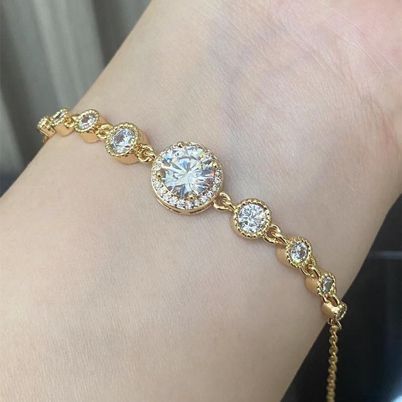 Hot-selling Champagne Gold Seiko Flash Diamond Bracelet Light Luxury Temperament Versatile Bracelet Can Be Pulled