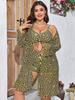 2025 New Plus Size Women's High-Waisted Three-Piece Split Bikini Swimwear