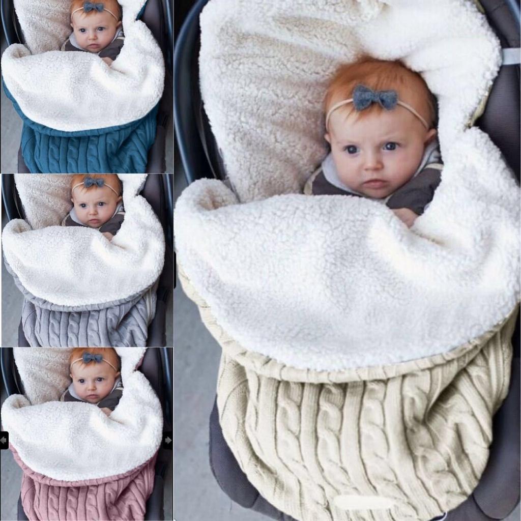 Newborn Knit Baby Swaddle Stroller Wrap Blanket Warm Infant Pram Bag Sleeping
