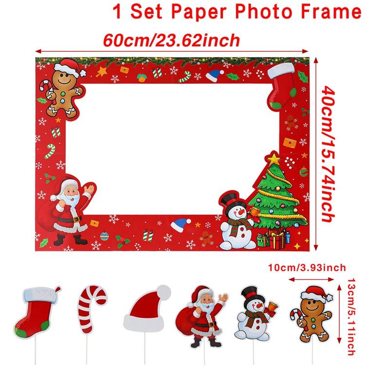 

Рождественская бумажная фоторамка, рождественское украшение для дома 2024, подвеска, рождественские украшения для фотобудки, подарок на Новый год Navidad Natal