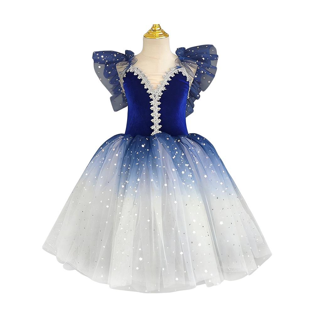 Sequin Swan Lake Ballet Dress Modern Kids Ballet Dress Fashion Princess Dress  Dance 120CM королевский синий