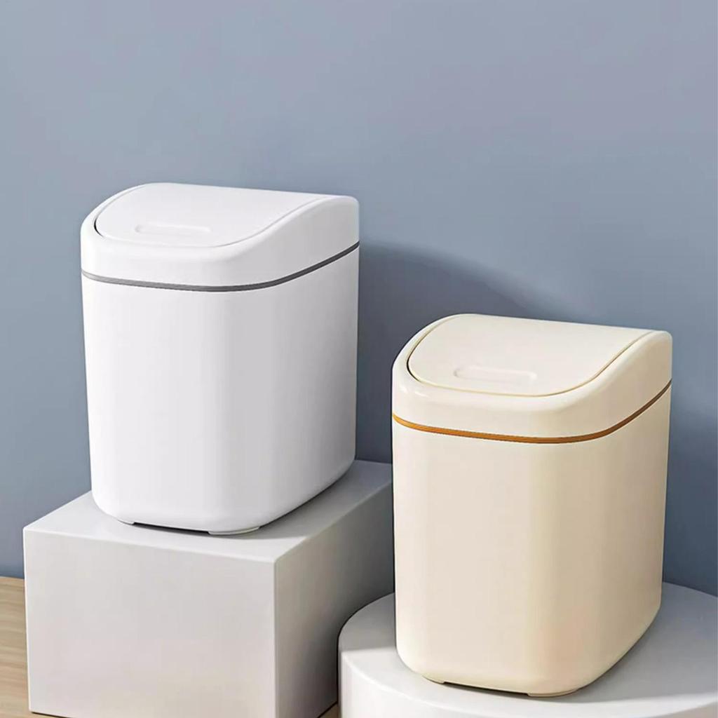 PP Small Desktop Trash Bin With Lid Multifunctional Sealed Waste Can Compact Desk Wastebasket Dustproof Design Mini Garbage